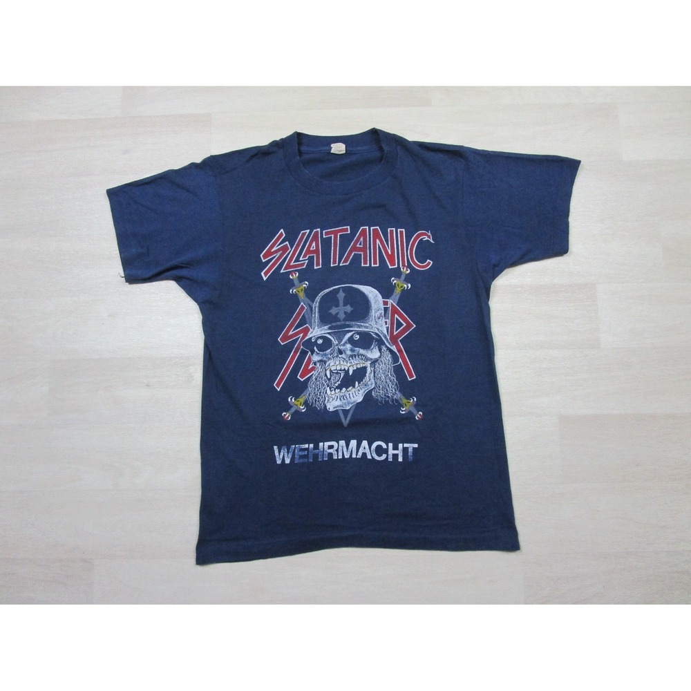 Vintage Slayer T Shirt (M) 1980s Slaytanic Wehrmacht Original Tour Hell Awaits